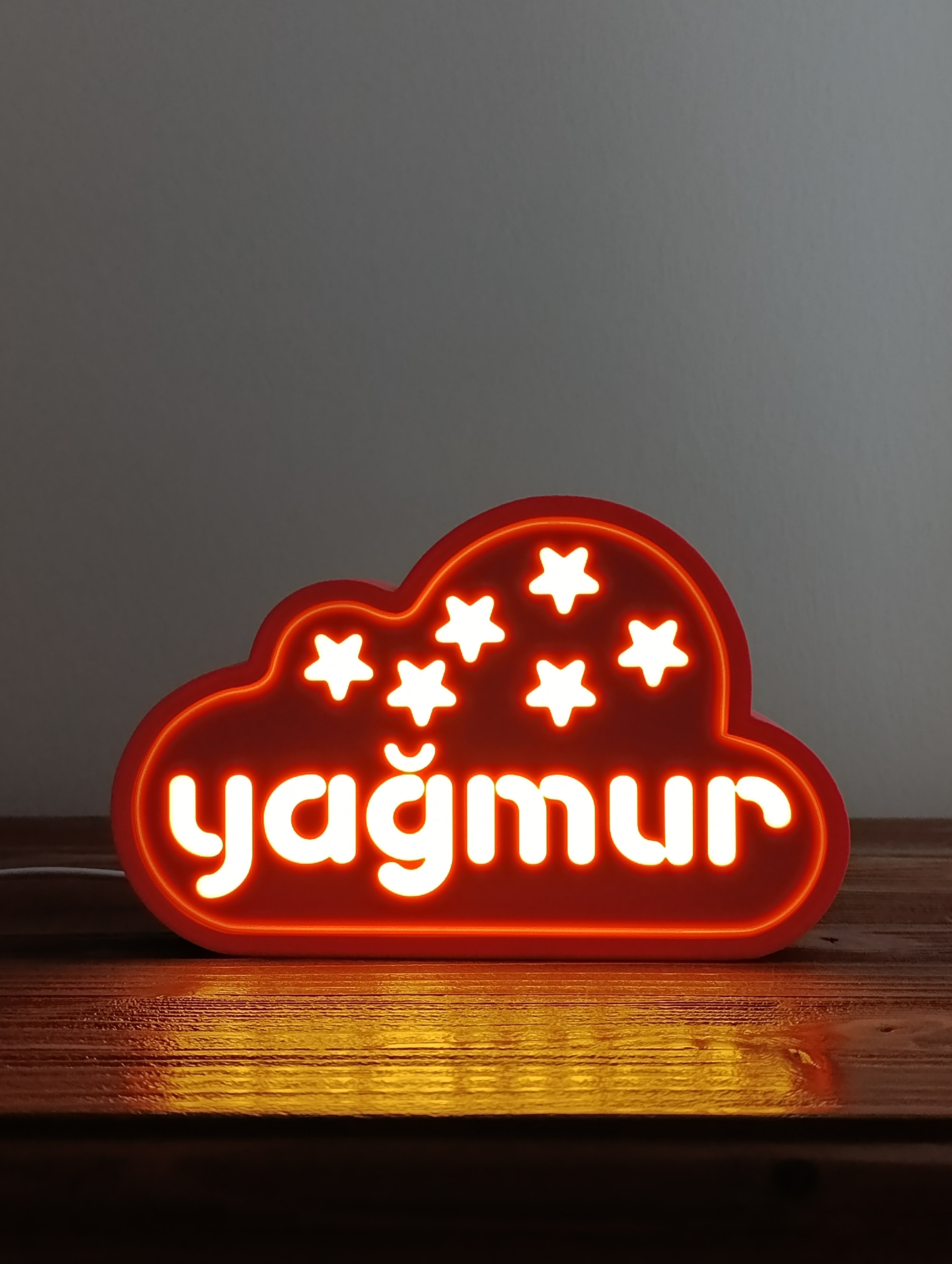 İsme Özel Bulut Gece Lambası — Çocuklar için LED Lamba