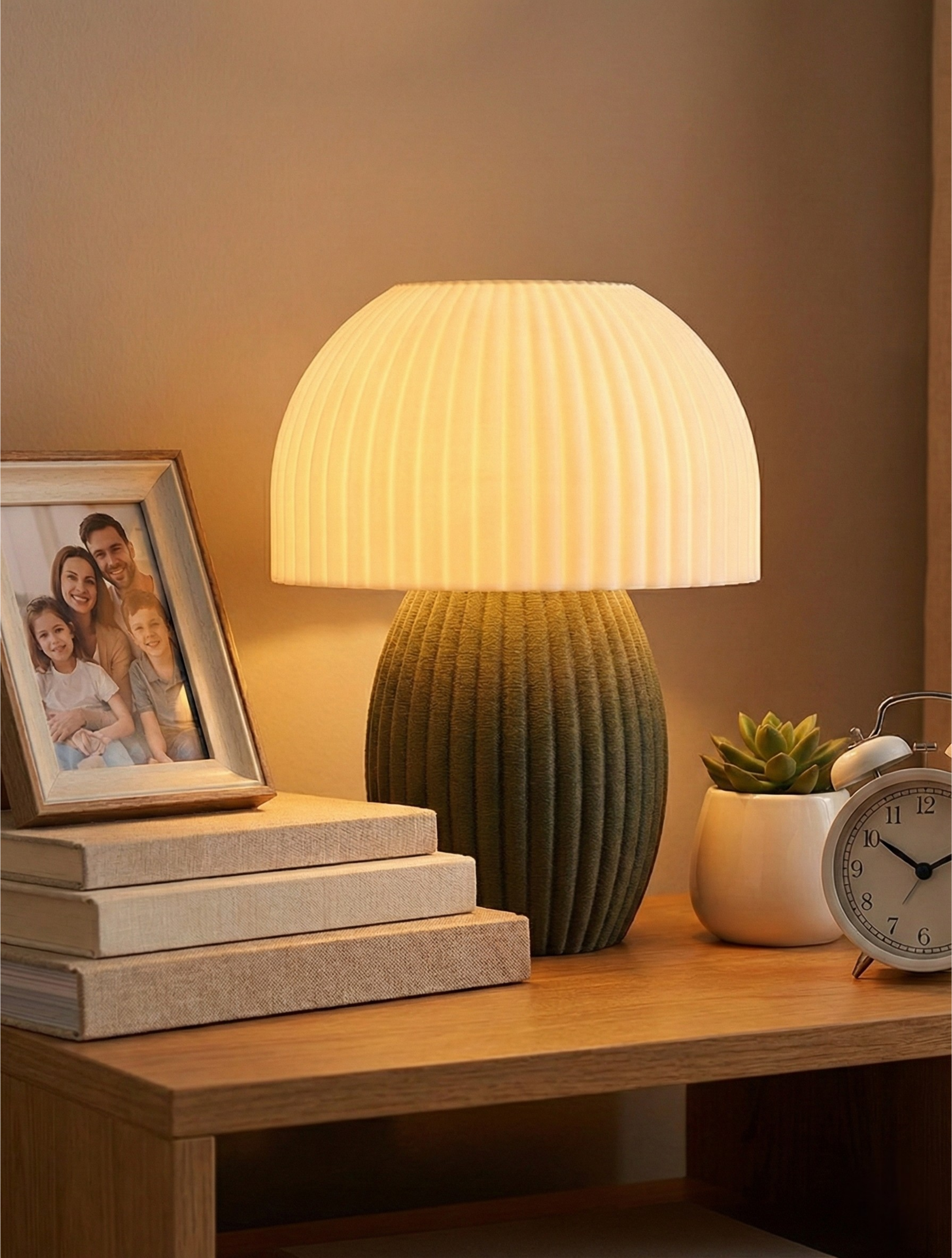 Minimalist ev dekorasyonu için haki yeşil kubbe abajur