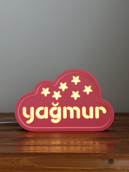İsme Özel Bulut Gece Lambası — Çocuklar için LED Lamba