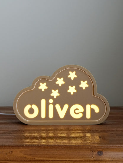 Personalized Cloud Night Light — Custom Name LED Lamp for Kids