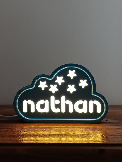 Personalized Cloud Night Light — Custom Name LED Lamp for Kids