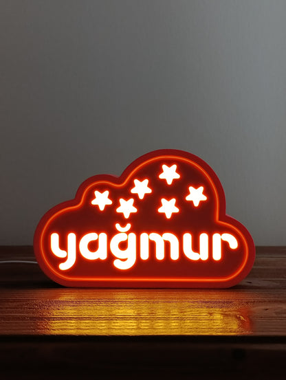 İsme Özel Bulut Gece Lambası — Çocuklar için LED Lamba