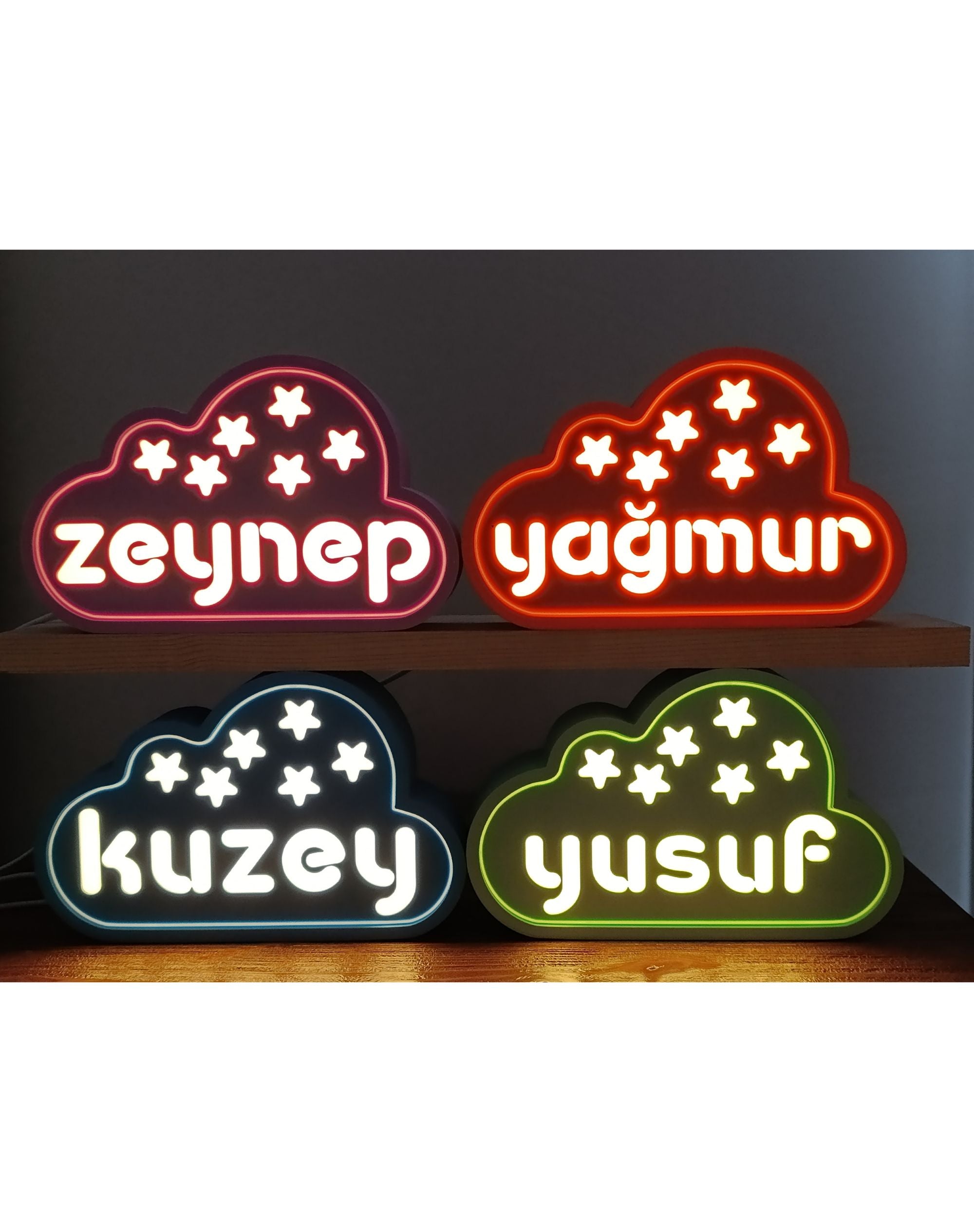 İsme Özel Bulut Gece Lambası — Çocuklar için LED Lamba
