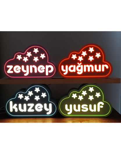 İsme Özel Bulut Gece Lambası — Çocuklar için LED Lamba