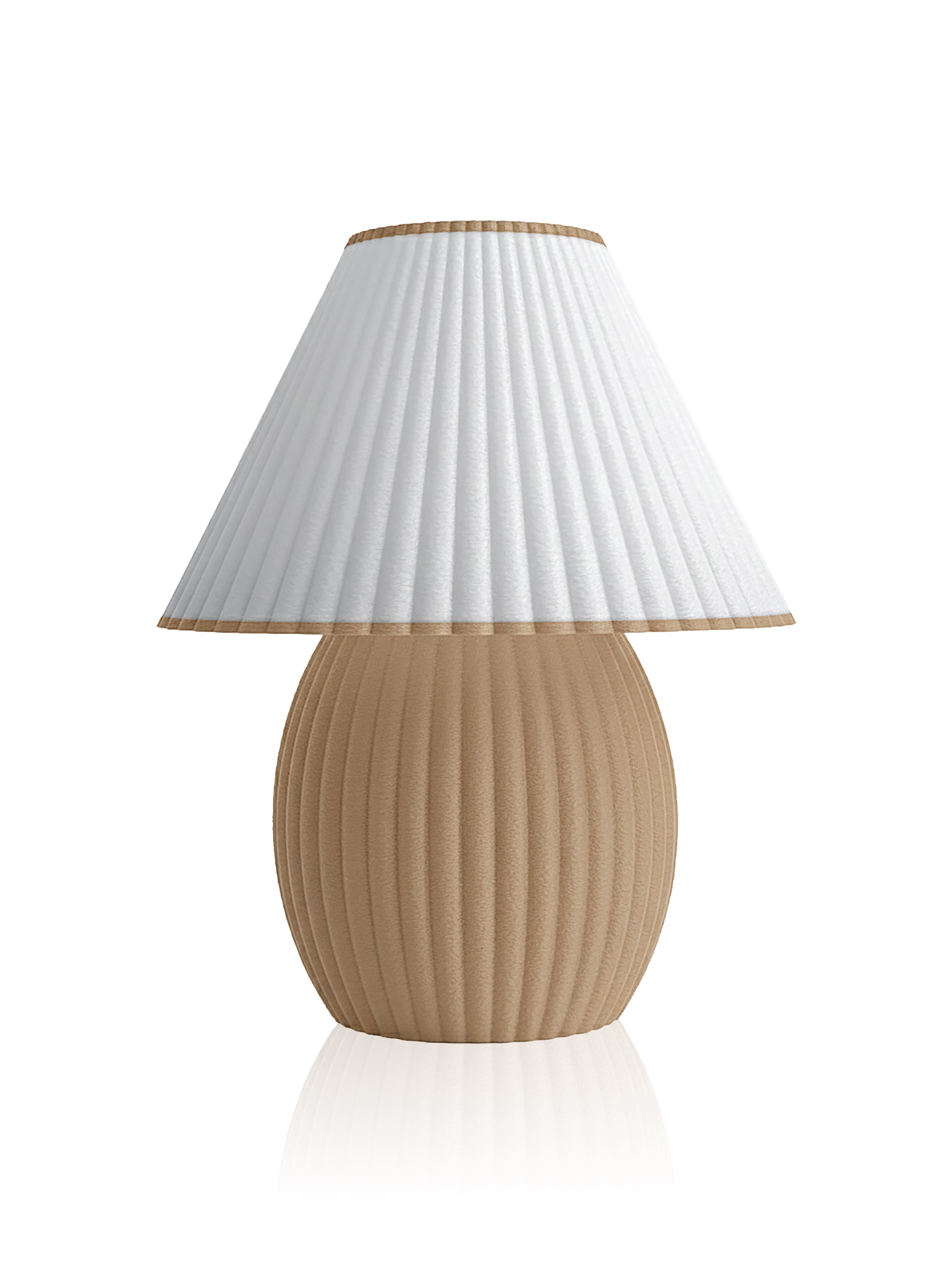 Sütlü kahverengi pileli görünümlü modern abajur