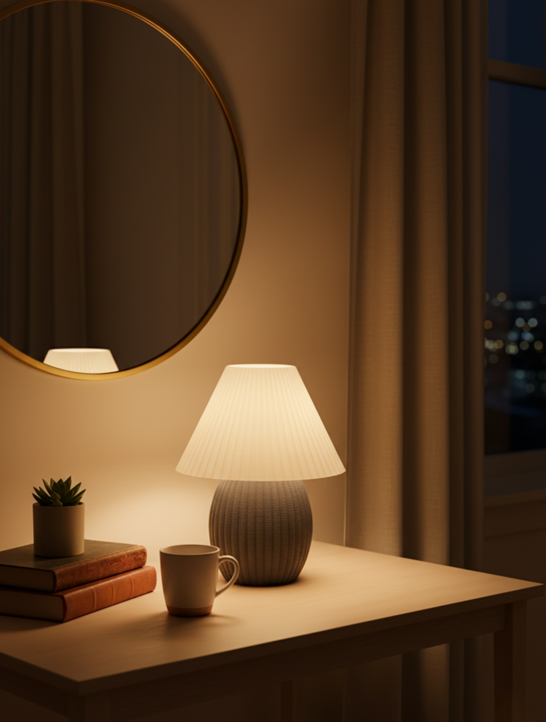 Modern yatak odası dekorasyonu için gri konik abajur Friloon