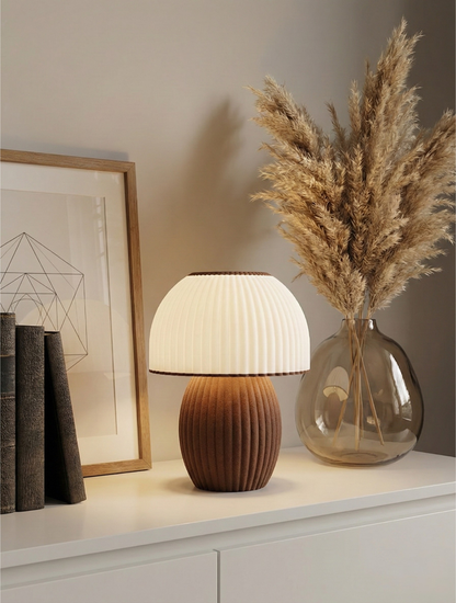 Minimalist dekorasyon için kahverengi çizgili abajur