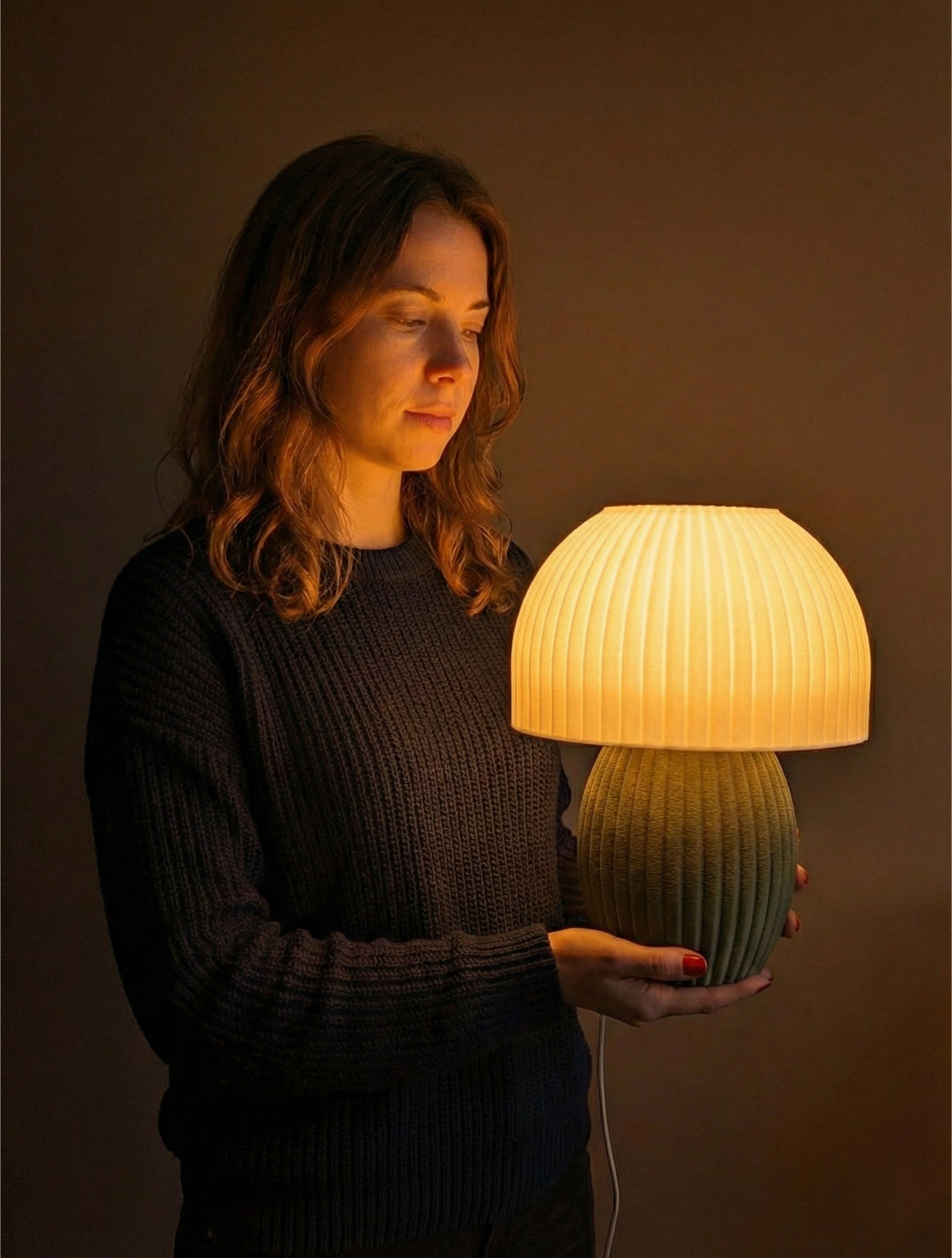 Minimalist ev dekorasyonu için haki yeşil kubbe abajur